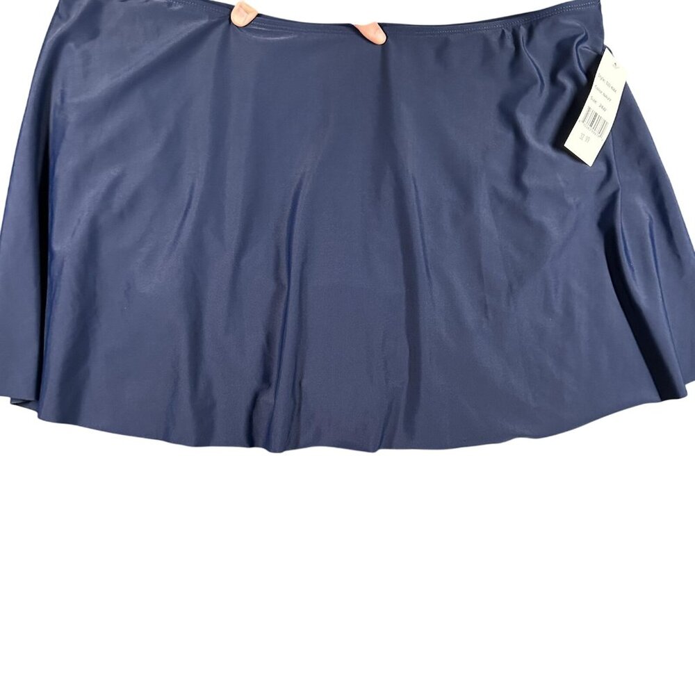 Del Raya Swim Skirt Womens 24W Navy Blue Plus Size‎ Swimwear Skort Modest Lined